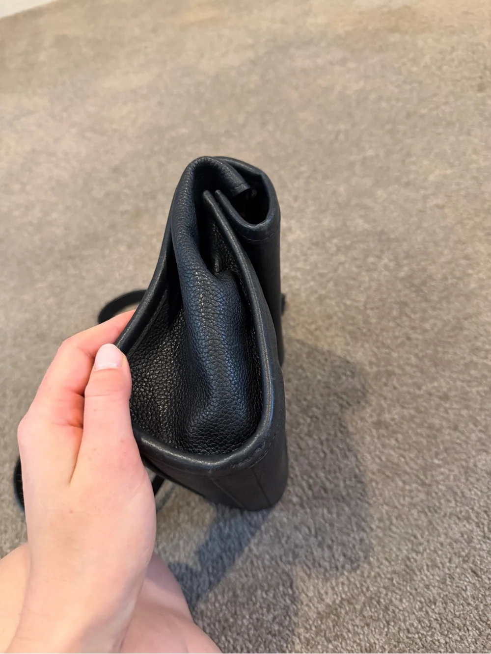 Balenciaga Black Pebbled Leather Small Shoulder Bag with Gold Logo - Picture 4 of 6